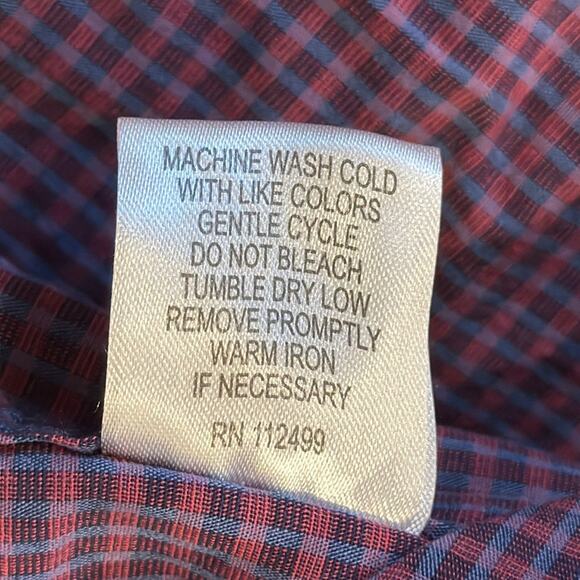 Tailorbyrd Men's Cotton Stretch Long Sleeve Shirt Red Navy Size XXL - Picture 10 of 10